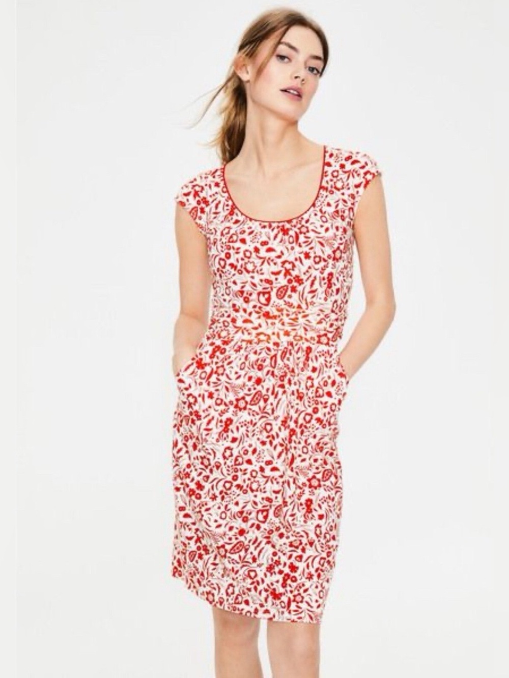 Boden Red and White Margo mini dress size 6
